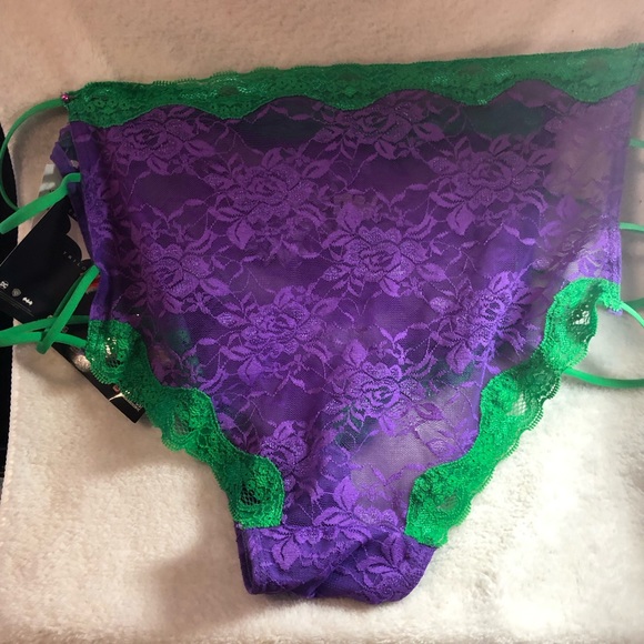 The Dark Knight Joker purple and green lace side straps hipsters panty - Picture 9 of 10